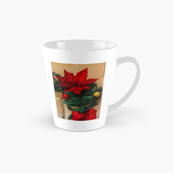 Item preview, Red Poinsettia and Garland Christmas Decoration With Ornaments and Bow on Doorway Holiday Display designed and sold by Nmallia.