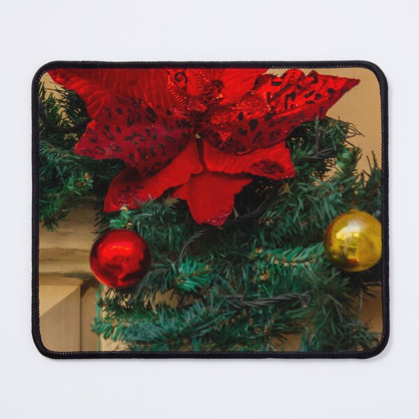 Item preview, Red Poinsettia and Garland Christmas Decoration With Ornaments and Bow on Doorway Holiday Display designed and sold by Nmallia.