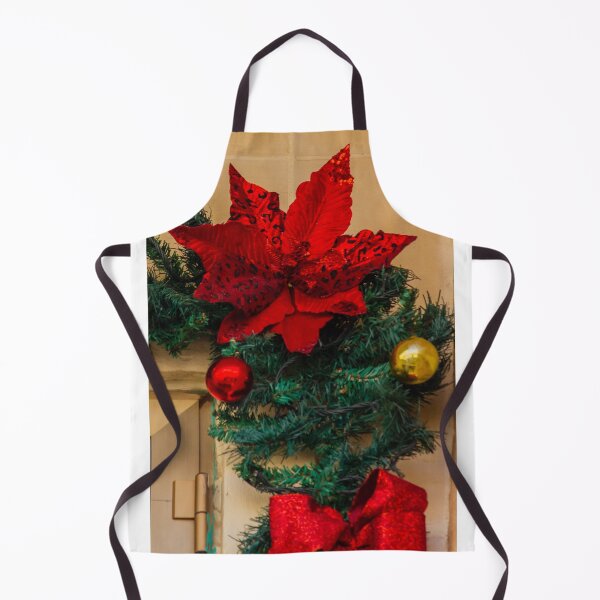 Item preview, Red Poinsettia and Garland Christmas Decoration With Ornaments and Bow on Doorway Holiday Display designed and sold by Nmallia.
