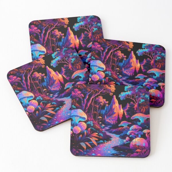 Item preview, Psychedelic Neon Mushroom Forest Fantasy Landscape designed and sold by Nexus Space.