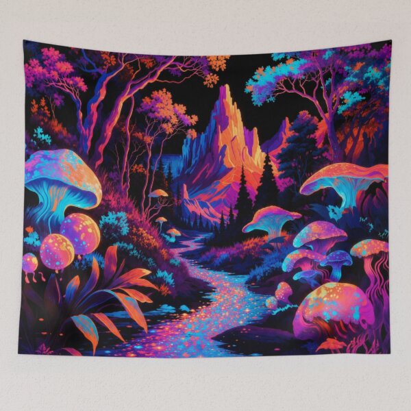 Item preview, Psychedelic Neon Mushroom Forest Fantasy Landscape designed and sold by Nexus Space.