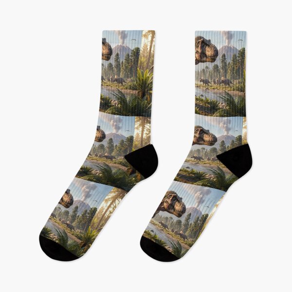 Item preview, Tyrannosaurus Rex Dinosaur World Jurassic Landscape Art designed and sold by ART ATTACK ZONE.