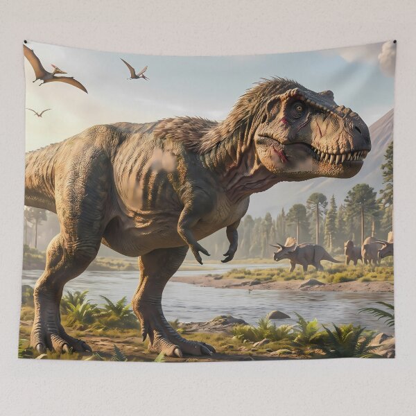 Item preview, Tyrannosaurus Rex Dinosaur World Jurassic Landscape Art designed and sold by ART ATTACK ZONE.