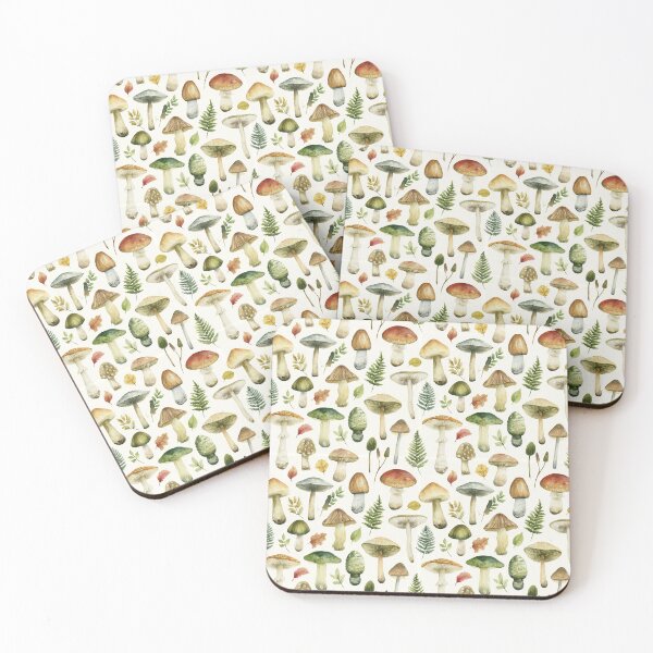 Item preview, Earthy Woodland Forage: Varied Wild Mushroom Pattern designed and sold by TJ Art and Camera.