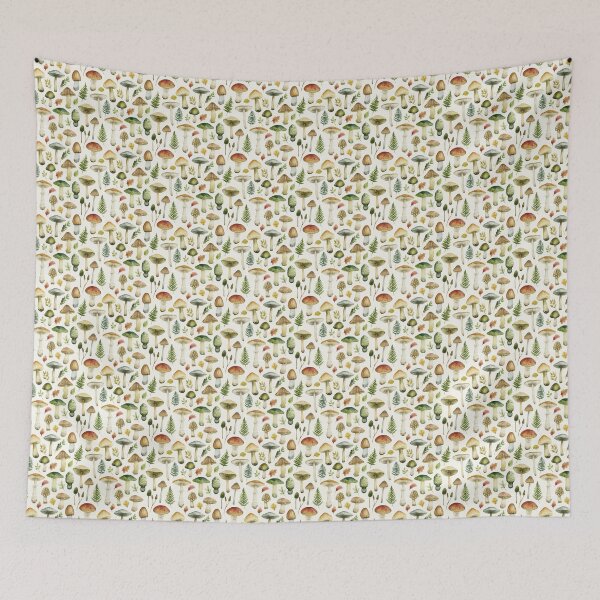 Item preview, Earthy Woodland Forage: Varied Wild Mushroom Pattern designed and sold by TJ Art and Camera.