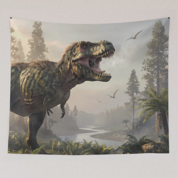 Item preview,  Velociraptor Tyrannosaurus Rex Dinosaur World Jurassic Landscape Art designed and sold by ART ATTACK ZONE.