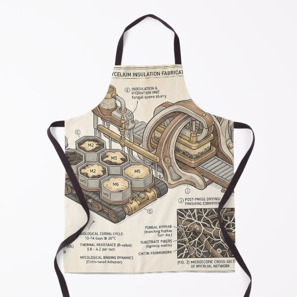 Item preview, Mycelium Insulation Fabrication Press Biological Patent Art designed and sold by MintedMinds.