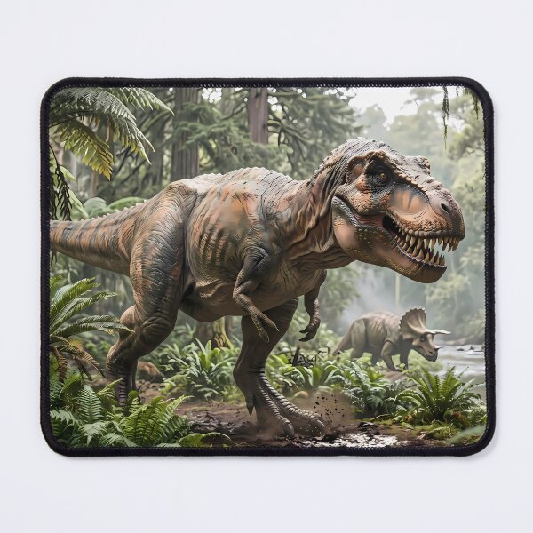 Item preview, Triceratops Tyrannosaurus Rex Dinosaur World Jurassic Landscape Art designed and sold by ART ATTACK ZONE.