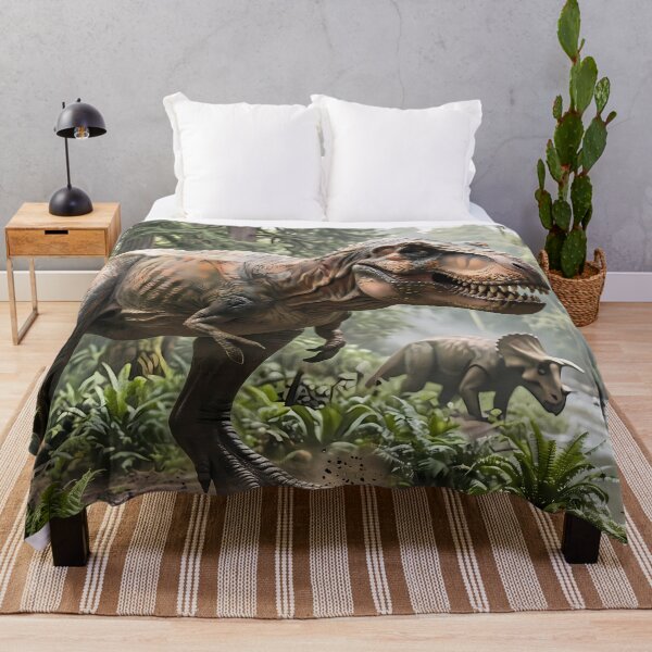 Item preview, Triceratops Tyrannosaurus Rex Dinosaur World Jurassic Landscape Art designed and sold by ART ATTACK ZONE.
