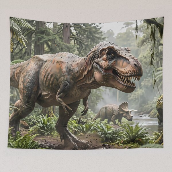 Item preview,  Triceratops Tyrannosaurus Rex Dinosaur World Jurassic Landscape Art designed and sold by ART ATTACK ZONE.