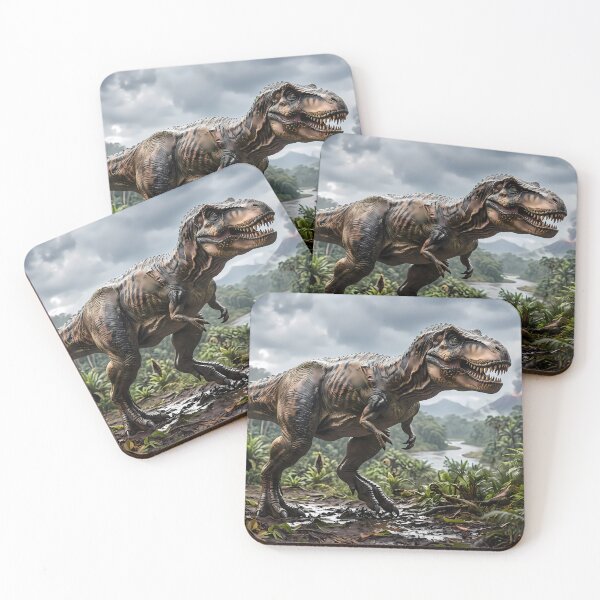 Item preview,  Stegosaurus Tyrannosaurus Rex Dinosaur World Jurassic Landscape Art designed and sold by ART ATTACK ZONE.