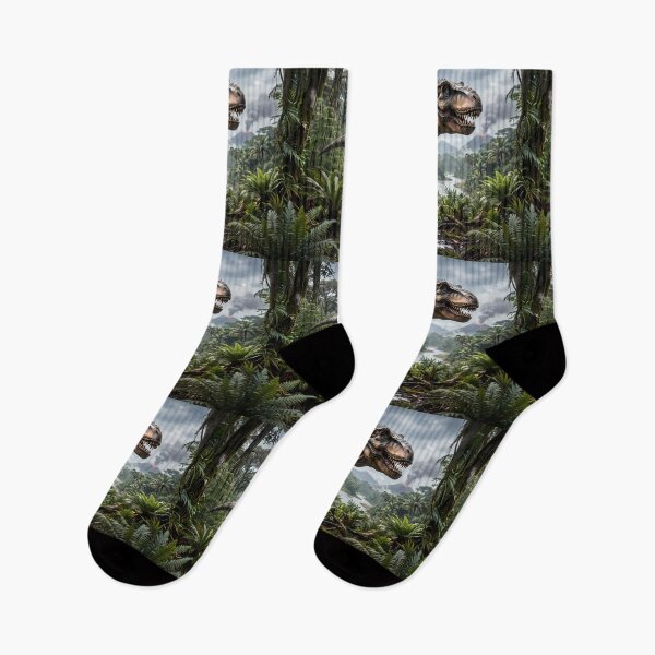 Item preview,  Stegosaurus Tyrannosaurus Rex Dinosaur World Jurassic Landscape Art designed and sold by ART ATTACK ZONE.