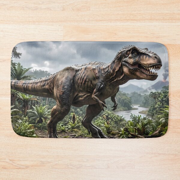 Item preview,  Stegosaurus Tyrannosaurus Rex Dinosaur World Jurassic Landscape Art designed and sold by ART ATTACK ZONE.