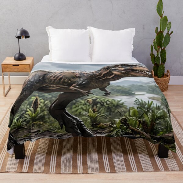 Item preview, Stegosaurus Tyrannosaurus Rex Dinosaur World Jurassic Landscape Art designed and sold by ART ATTACK ZONE.