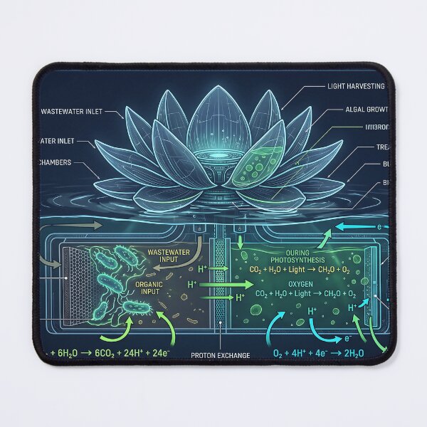 Item preview, Floating Algal Microbial Fuel Cell Scientific Diagram designed and sold by MintedMinds.