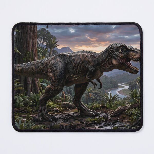 Item preview, Brachiosaurus Tyrannosaurus Rex Dinosaur World Jurassic Landscape Art designed and sold by ART ATTACK ZONE.