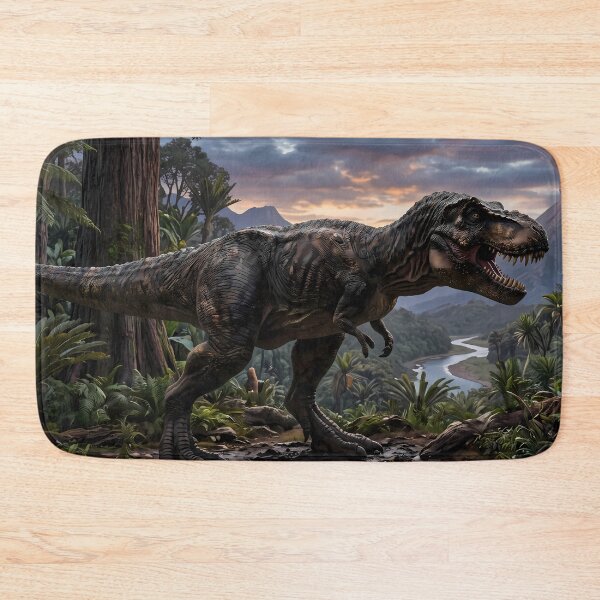 Item preview,  Brachiosaurus Tyrannosaurus Rex Dinosaur World Jurassic Landscape Art designed and sold by ART ATTACK ZONE.