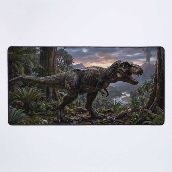 Item preview, Brachiosaurus Tyrannosaurus Rex Dinosaur World Jurassic Landscape Art designed and sold by ART ATTACK ZONE.