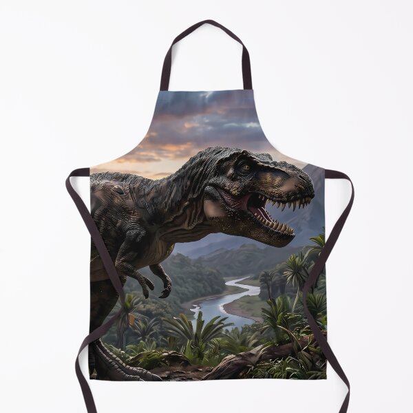 Item preview, Brachiosaurus Tyrannosaurus Rex Dinosaur World Jurassic Landscape Art designed and sold by ART ATTACK ZONE.