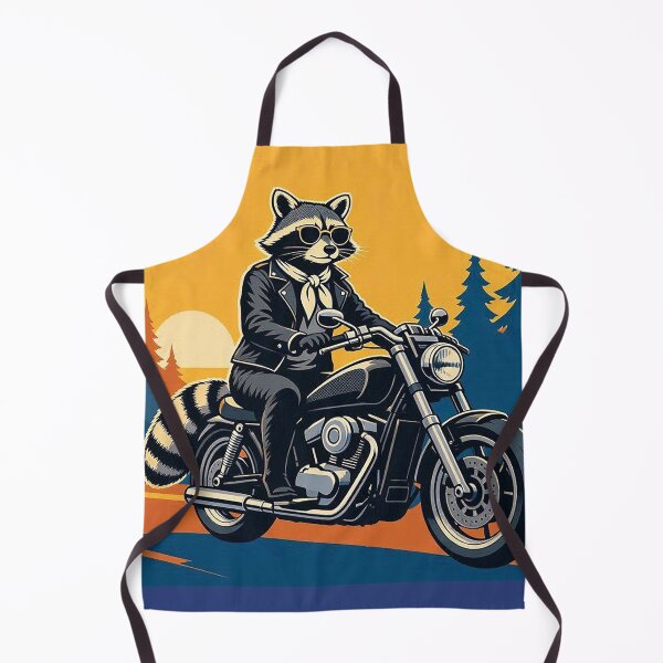 Item preview, Biker Raccoon – Whimsical Sunset Ride Art designed and sold by Dogandesighn.