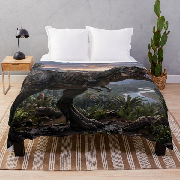 Item preview, Brachiosaurus Tyrannosaurus Rex Dinosaur World Jurassic Landscape Art designed and sold by ART ATTACK ZONE.