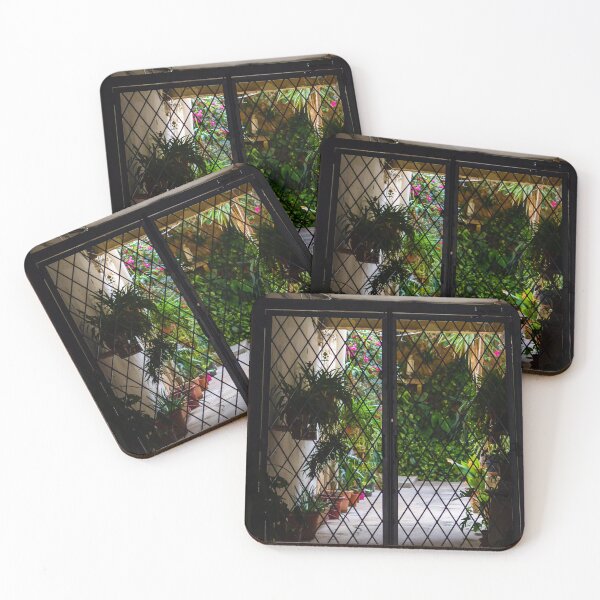 Item preview, Wrought Iron Gate Framing Sunlit Courtyard Garden With Potted Plants And Lush Foliage designed and sold by Nmallia.