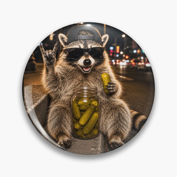 Item preview, Funny Raccoon Eating Pickles Meme, Humor Street Raccoon Pickles Meme designed and sold by 76Valeria.