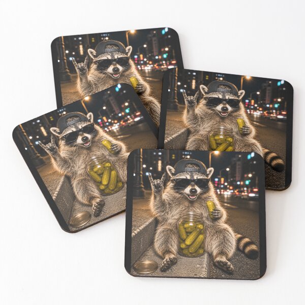 Item preview, Funny Raccoon Eating Pickles Meme, Humor Street Raccoon Pickles Meme designed and sold by 76Valeria.