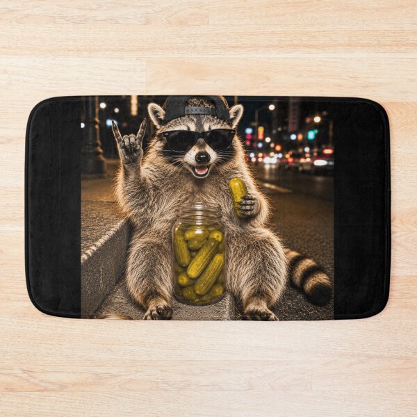 Item preview, Funny Raccoon Eating Pickles Meme, Humor Street Raccoon Pickles Meme designed and sold by 76Valeria.