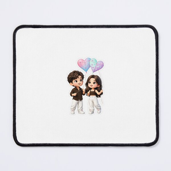 Item preview, Cute Chibi Couple with Heart Balloons designed and sold by Sticker_Verse_Studio.