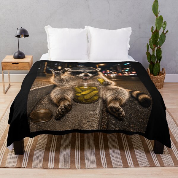 Item preview, Funny Raccoon Eating Pickles Meme, Humor Street Raccoon Pickles Meme designed and sold by 76Valeria.