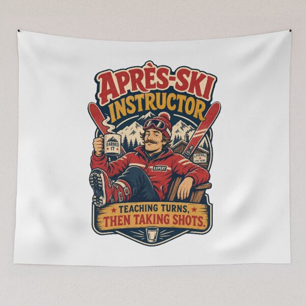 Item preview, Apres Ski Instructor Teaching Turns Taking Shots Fun designed and sold by AntiqueImages.