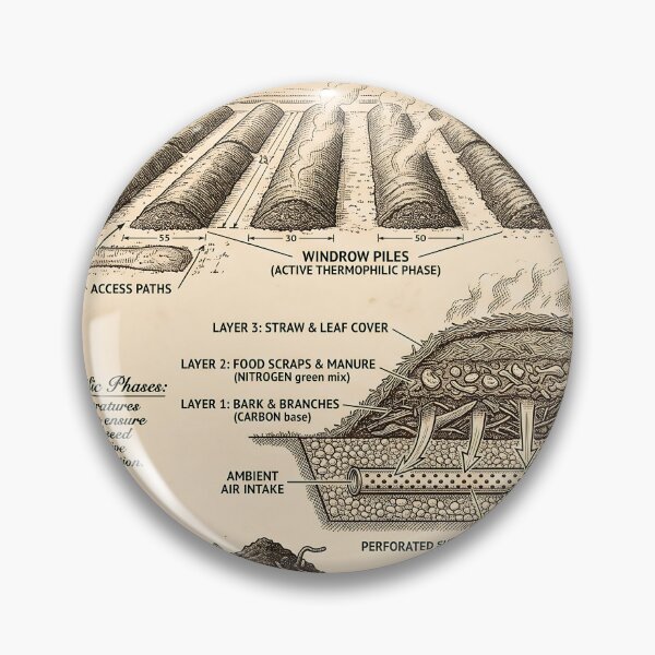 Item preview, Permaculture Windrow Composting Matrix Agricultural Blueprint designed and sold by MintedMinds.