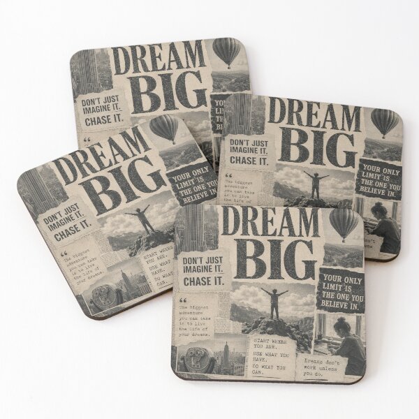 Item preview, Dream Big Vintage Newspaper Collage, Inspirational Typography Art, Retro Motivation, Black and White Vision Board Aesthetic designed and sold by KishShop.