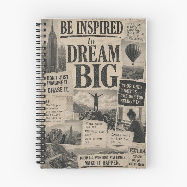 Item preview, Dream Big Vintage Newspaper Collage, Inspirational Typography Art, Retro Motivation, Black and White Vision Board Aesthetic designed and sold by KishShop.