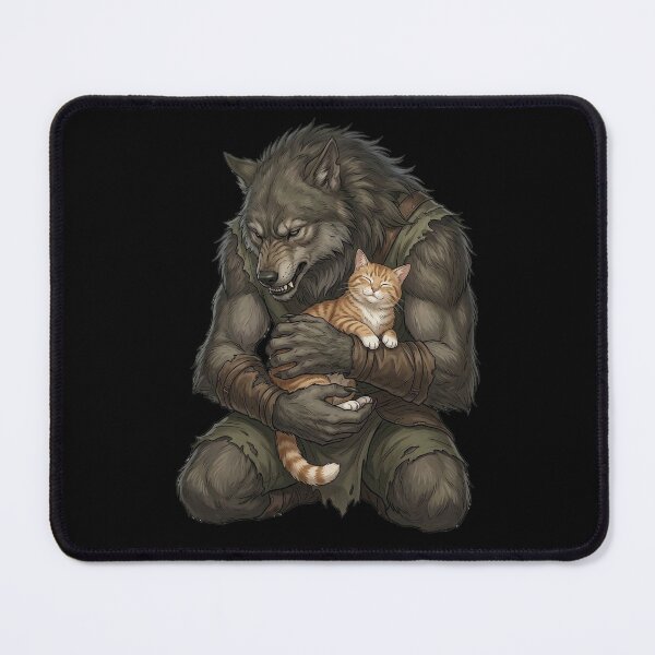 Item preview, Werewolf cuddles with cute cat. designed and sold by ReneMM.