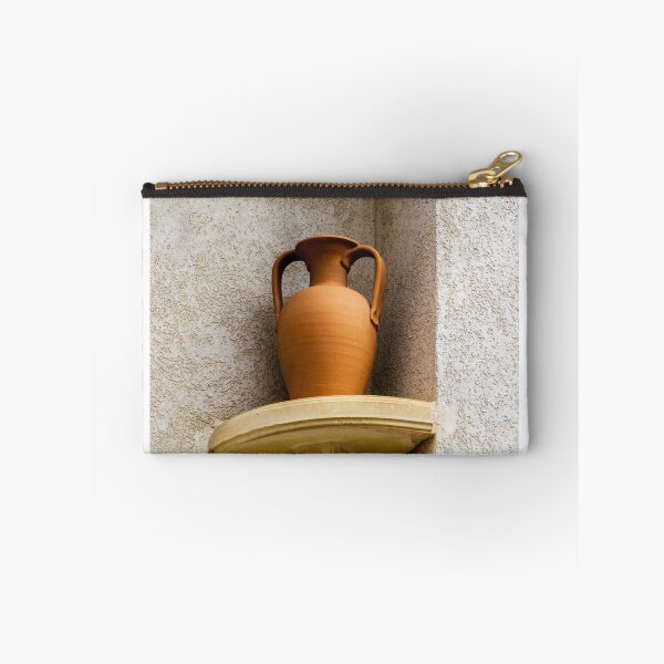 Item preview, Terracotta Amphora On Wall Niche Shelf — Rustic Pottery Vase Architectural Exterior Decor designed and sold by Nmallia.