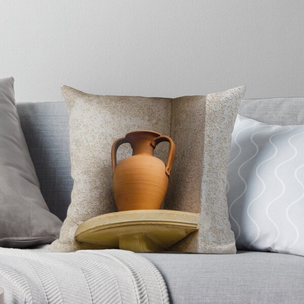 Item preview, Terracotta Amphora On Wall Niche Shelf — Rustic Pottery Vase Architectural Exterior Decor designed and sold by Nmallia.
