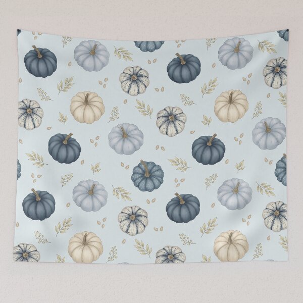 Item preview, ​Cozy Blue Pumpkins Fall Pattern - Cute Autumn Harvest Repeating Design designed and sold by katemaxi.
