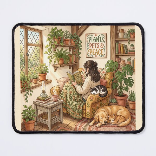 Item preview, Plants Pets And Peace Shirt – Cozy Cottagecore Reading Nook Tee designed and sold by DmaarGroup.