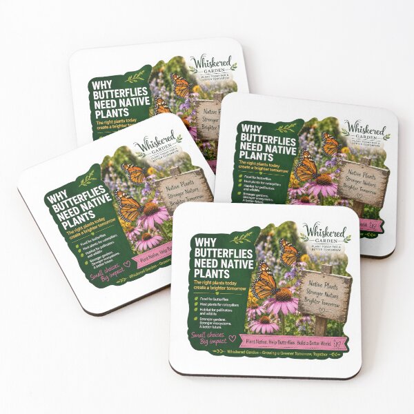 Item preview, Why Butterflies Need Native Plants | Monarch Butterfly Pollinator Garden Sticker designed and sold by Whiskered Garden Studio.