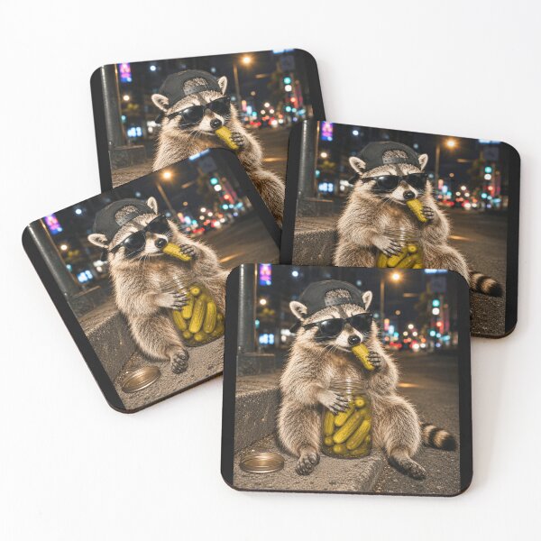 Item preview, Funny Raccoon Eating Pickles Meme, Humor Street Raccoon Pickles Meme designed and sold by 76Valeria.