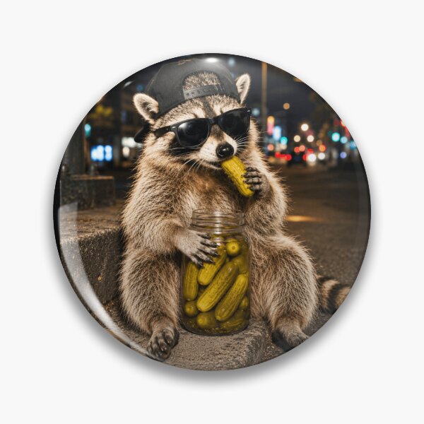 Item preview, Funny Raccoon Eating Pickles Meme, Humor Street Raccoon Pickles Meme designed and sold by 76Valeria.