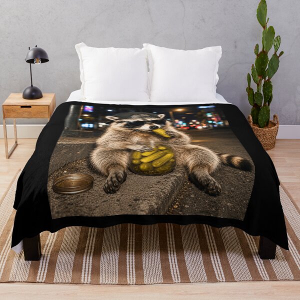Item preview, Funny Raccoon Eating Pickles Meme, Humor Street Raccoon Pickles Meme designed and sold by 76Valeria.