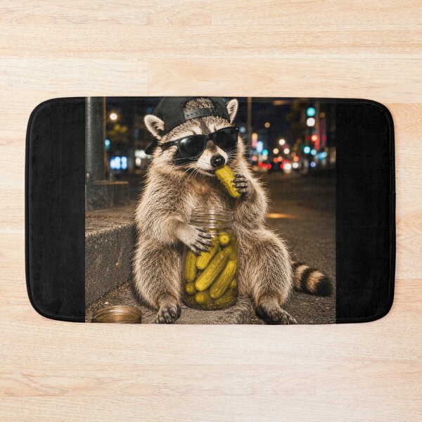 Item preview, Funny Raccoon Eating Pickles Meme, Humor Street Raccoon Pickles Meme designed and sold by 76Valeria.
