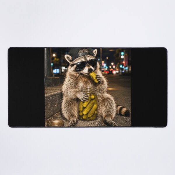 Item preview, Funny Raccoon Eating Pickles Meme, Humor Street Raccoon Pickles Meme designed and sold by 76Valeria.