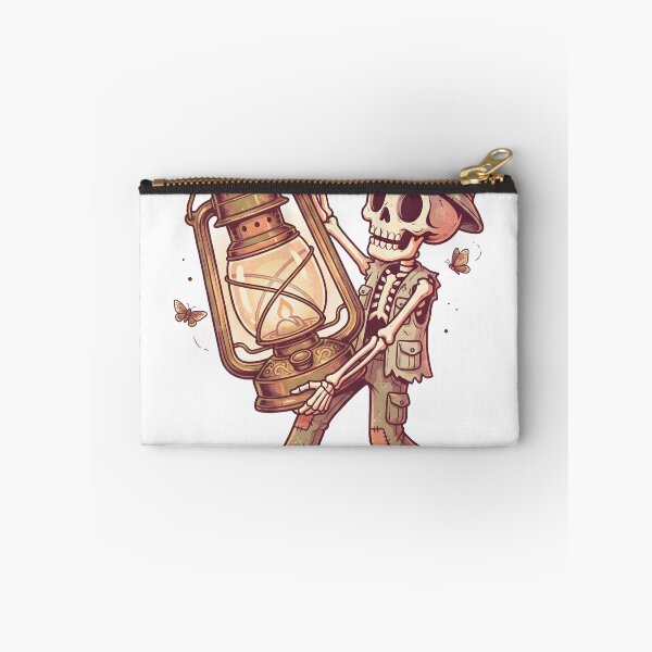 Item preview, Skeleton Explorer in Safari Hat and Goggles Carrying Giant Vintage Lantern with Butterflies designed and sold by MisteryDesigner.