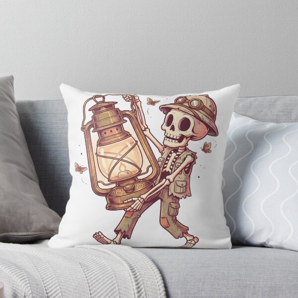 Item preview, Skeleton Explorer in Safari Hat and Goggles Carrying Giant Vintage Lantern with Butterflies designed and sold by MisteryDesigner.