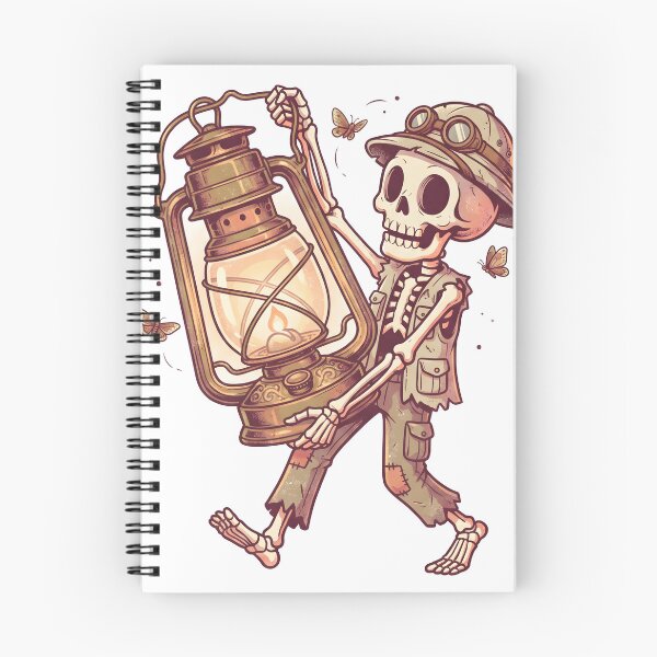 Item preview, Skeleton Explorer in Safari Hat and Goggles Carrying Giant Vintage Lantern with Butterflies designed and sold by MisteryDesigner.