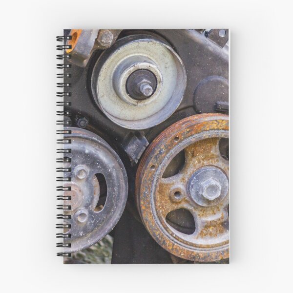 Item preview, Close-Up Of Rusty Engine Pulleys And Worn Belts On Old Automotive Mechanical Part designed and sold by Nmallia.